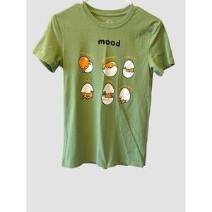 Sanrio Gudetama Mood Egg Lazy Day Graphic T-Shirt Green Unisex Size Small